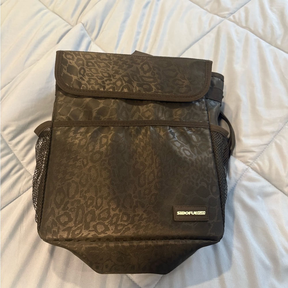 Black Leopard Print Car Garbage Bag